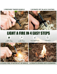 Ferro Rod Nihtdoy con Striker de Acero y Mango de Madera 2