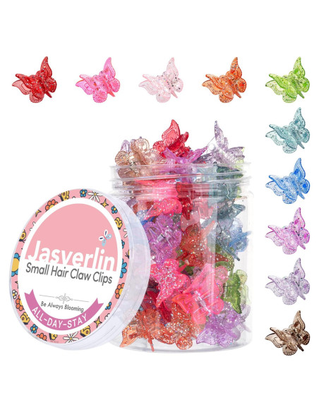 Set de 50 Clips de Mariposa Brillantes JASVERLIN - 10 Colores
