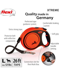 Correa Retráctil para Perros Flexi XT33T8 - 8 m, Naranja/Negro 2
