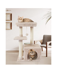 Árbol para Gatos FISH&NAP Beige con Rascador y Plataforma 2