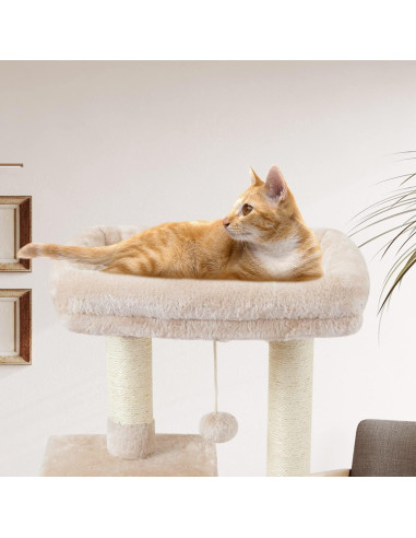 Árbol para Gatos FISH&NAP Beige con Rascador y Plataforma