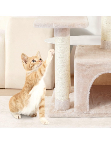 Árbol para Gatos FISH&NAP Beige con Rascador y Plataforma
