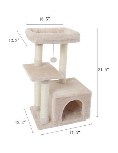 Árbol para Gatos FISH&NAP Beige con Rascador y Plataforma