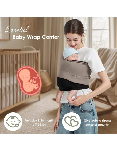 Portabebés Envoltura Shiaon Algodón Negro y Marrón 3.2-13.6 kg