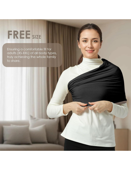 Portabebés Envoltura Shiaon Algodón Negro y Marrón 3.2-13.6 kg