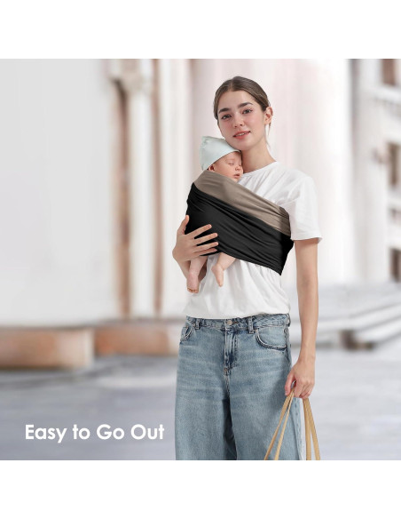 Portabebés Envoltura Shiaon Algodón Negro y Marrón 3.2-13.6 kg