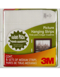 Tiras para colgar cuadros Command 3M 12 pares medianas blancas 2
