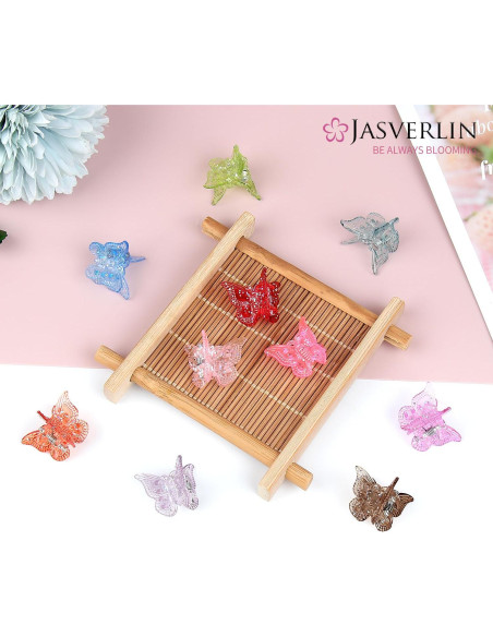 Set de 50 Clips de Mariposa Brillantes JASVERLIN - 10 Colores