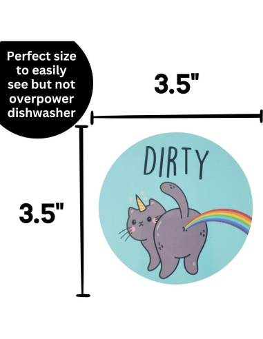 Imán de Lavavajillas Limpio Sucio Gato Unicornio 17.78cm