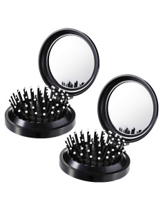 Set de 2 Cepillos de Cabello Plegables Boao con Espejo Negro