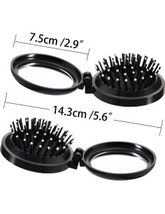 Set de 2 Cepillos de Cabello Plegables Boao con Espejo Negro 2