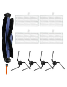 Accesorios Zengerent C10 para Aspirador Robot Eufy C10 - 1 Cepillo Principal, 4 Filtros HEPA, 4 Cepillos Laterales