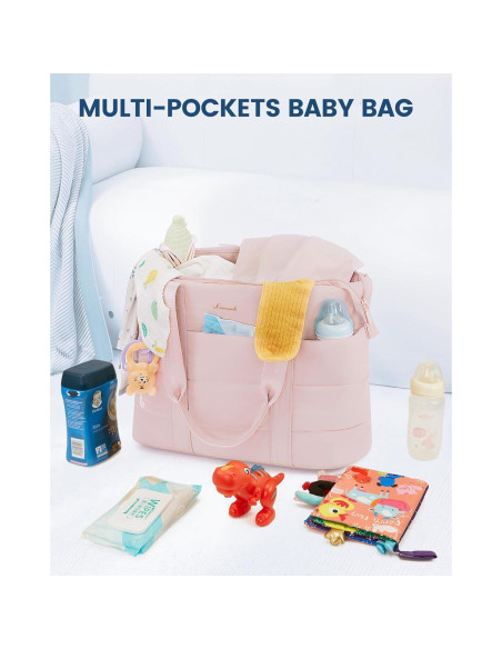 Bolsa de Pañales LOVEVOOK Rosa Impermeable 15.6" con Cambiador