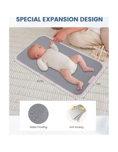 Bolsa de Pañales LOVEVOOK Rosa Impermeable 15.6" con Cambiador