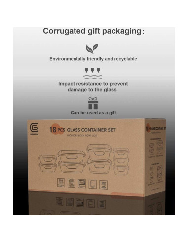 Juego de 18 Contenedores de Almacenamiento de Vidrio S SALIENT