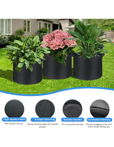 Paquete de 7 bolsas de cultivo de tela 15 galones ANYWELL