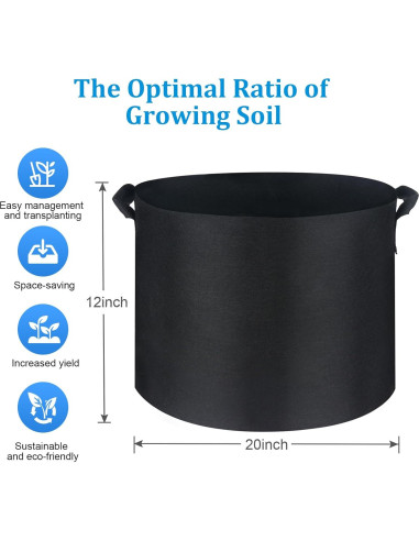 Paquete de 7 bolsas de cultivo de tela 15 galones ANYWELL