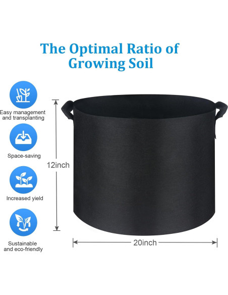 Paquete de 7 bolsas de cultivo de tela 15 galones ANYWELL