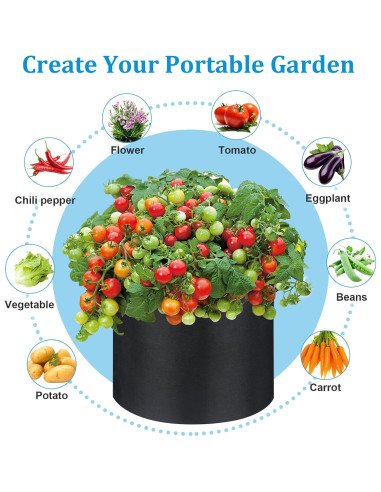 Paquete de 7 bolsas de cultivo de tela 15 galones ANYWELL