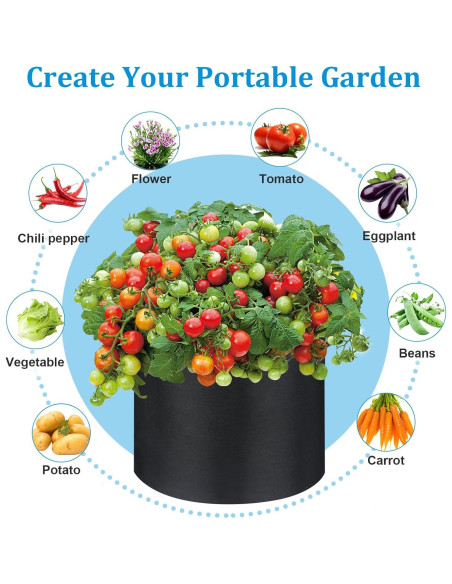 Paquete de 7 bolsas de cultivo de tela 15 galones ANYWELL