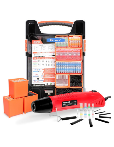 Kit de Conectores de Cable Kuject 820PCS con Pistola de Calor