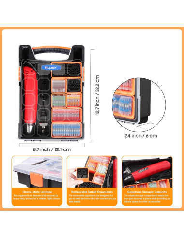 Kit de Conectores de Cable Kuject 820PCS con Pistola de Calor