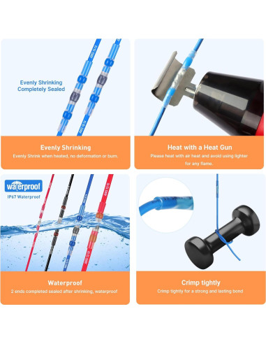 Kit de Conectores de Cable Kuject 820PCS con Pistola de Calor