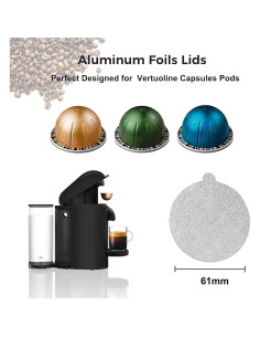 Tapas de Aluminio Clinuse para Cápsulas Nespresso Vertuo 61mm - 100 Pcs 2