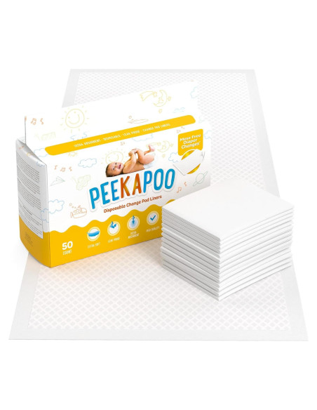 Protectores de Cambio Desechables Peekapoo 50 Unidades Ultra Absorbentes