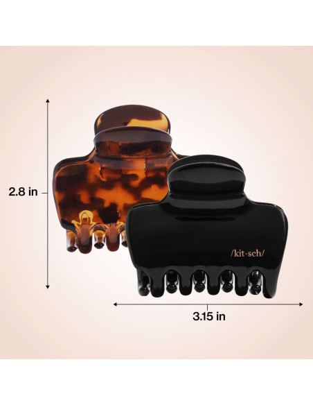 Set de 2 Clips de Garra Medianos Kitsch - Negro y Tortuga