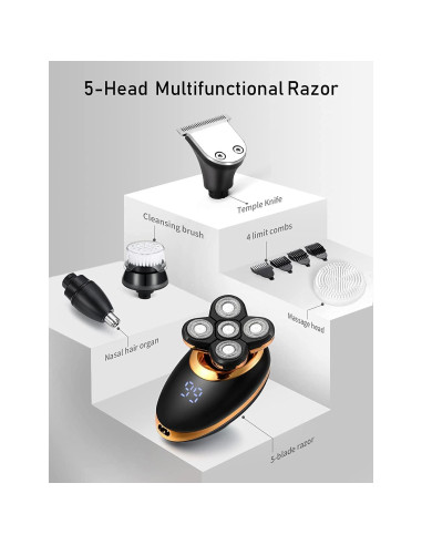 Afeitadora eléctrica 5 en 1 Dghvin Oro 5D recargable USB