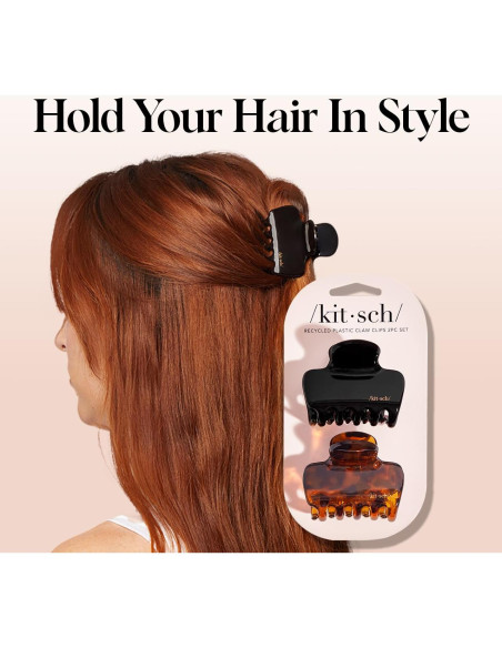 Set de 2 Clips de Garra Medianos Kitsch - Negro y Tortuga