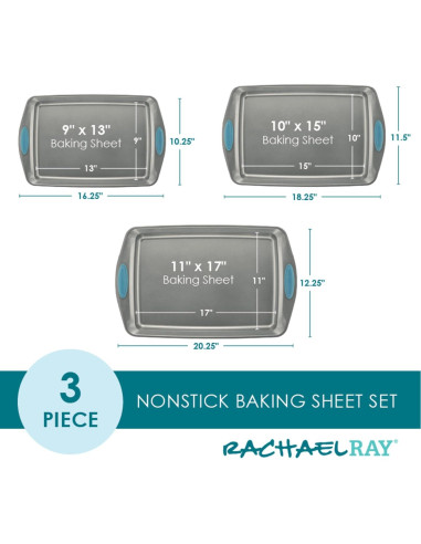 Juego de bandejas para galletas Rachael Ray 3 piezas acero