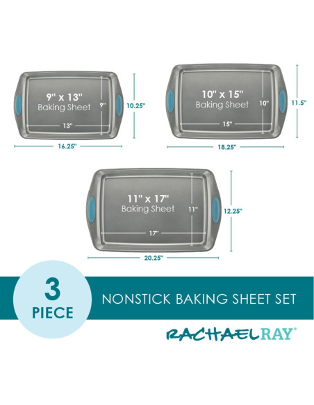 Juego de bandejas para galletas Rachael Ray 3 piezas acero