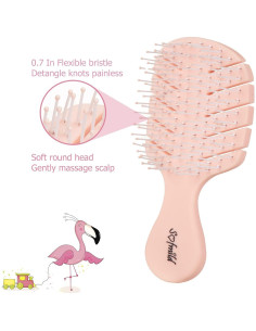 Cepillo Desenredante Mini Sofmild Rosa para Viaje 13.7cm 2