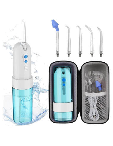 Irrigador Oral Portátil KOOVON Azul IPX7 5 Puntas 4 Modos