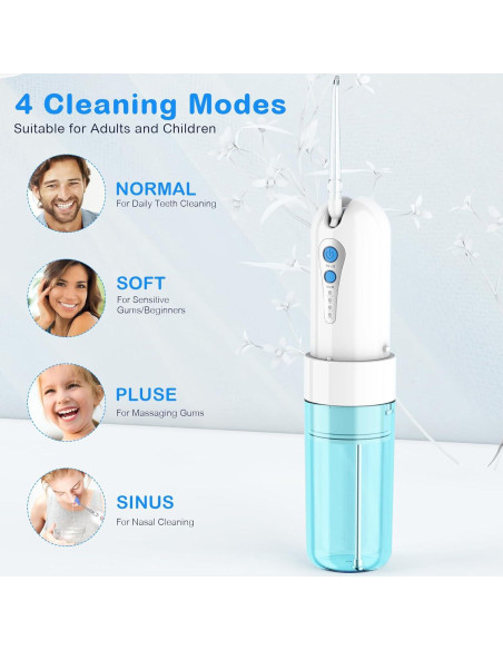 Irrigador Oral Portátil KOOVON Azul IPX7 5 Puntas 4 Modos