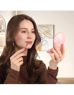 Cepillo de Cabello Plegable Maji Mama con Espejo Rosa 8x7.5cm 2