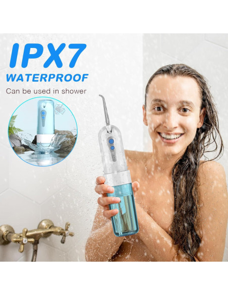 Irrigador Oral Portátil KOOVON Azul IPX7 5 Puntas 4 Modos