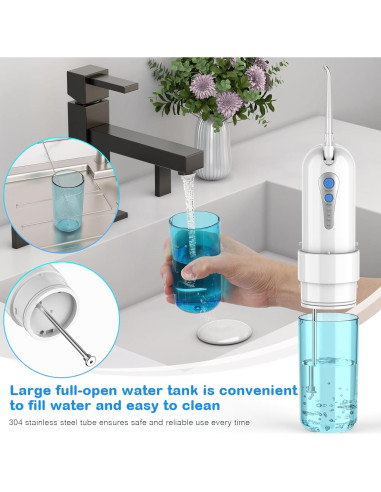 Irrigador Oral Portátil KOOVON Azul IPX7 5 Puntas 4 Modos