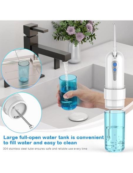 Irrigador Oral Portátil KOOVON Azul IPX7 5 Puntas 4 Modos