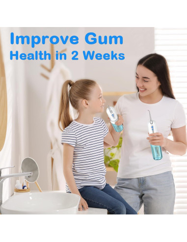 Irrigador Oral Portátil KOOVON Azul IPX7 5 Puntas 4 Modos