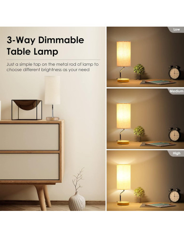 Juego de 2 Lámparas de Mesa LED Crema con Cargador Inalámbrico