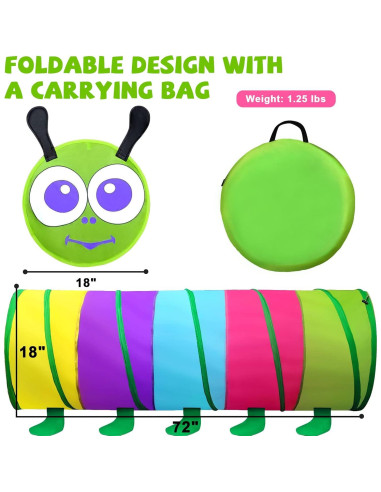 Túnel de Juego Colorido TIKTENT para Niños 1-3 Años 1.83m