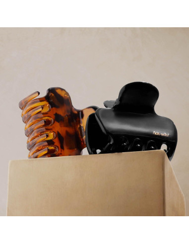 Set de 2 Clips de Garra Medianos Kitsch - Negro y Tortuga