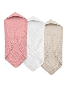 Toallas con Capucha FAVERDIIY 89x89 cm 100% Algodón Muselina