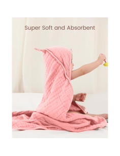 Toallas con Capucha FAVERDIIY 89x89 cm 100% Algodón Muselina 2