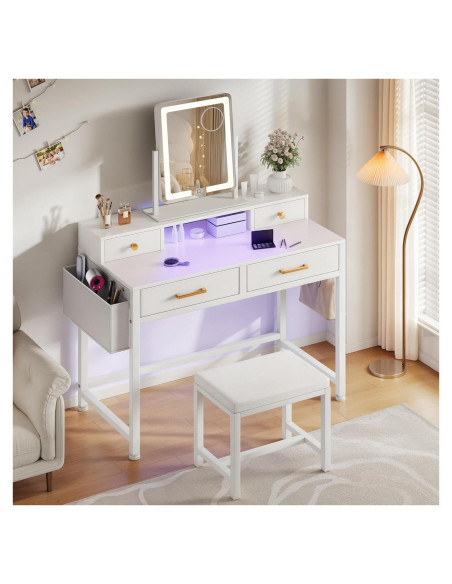 Conjunto de Escritorio de Tocador YITAHOME con Espejo LED