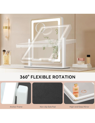 Conjunto de Escritorio de Tocador YITAHOME con Espejo LED