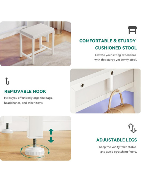 Conjunto de Escritorio de Tocador YITAHOME con Espejo LED